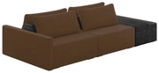 Sofá Ilha 2 Lugares Living 232cm Modulado Sala Lary Veludo/PU Pto K01 - D'Rossi - Marrom