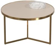 Mesa de Centro Redonda Baixa Pé Metal Thor Off/Dourado E05  - Mpozenat