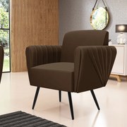 Sofá Namoradeira com Poltrona Pés Palito de Ferro Bruna Suede D01 - D'Rossi - Marrom