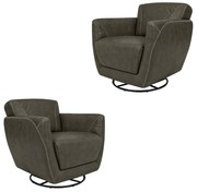 Kit 2 Poltronas Decorativas Valentina Sala de Estar Giratória Couro Grafite Manchado G40 - Gran Belo