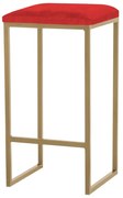 Banqueta Decorativa Billie Base Gold Veludo Vermelho G41 - Gran Belo
