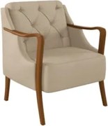 Poltrona Decorativa para Sala de Estar Capitonê Lapa Z32 PU Bege - Mpo
