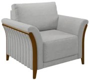 Poltrona Decorativa Sala de Estar 102cm Pés Madeira Roya Z32 Linho Cin