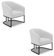 Poltrona Decorativa Industrial Preto Kit 2 Stella Linho D03 - D'Rossi - A05 Cinza