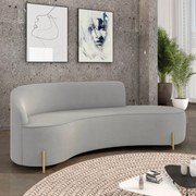 Sofá 4 Lugares Orgânico 220cm Pé Dourado Morgan Suede D03 - D'Rossi - Cinza