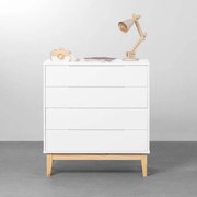 Cômoda Elfe 4 Gavetas com Pés Square Natural – Branco Fosco