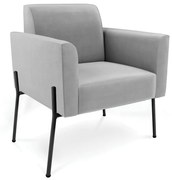 Poltrona Pé de Ferro Preto para Sala Marisa Suede - Cinza