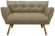 Kit 1 Namoradeira 2 Lugares E 2 Poltronas Anitta Suede Pés Palito Castanho D03 - D'Rossi - Marrom Rato
