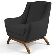 Poltrona Decorativa Base Manu Madeira Juliet Linho D-465 Chumbo - Domi