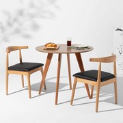 Conjunto Mesa de Jantar Square Redonda Bétula - 88cm + 2 Cadeiras Elbow - Madeira