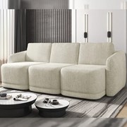 Sofá Cama Modulado Retrátil e Reclinável Decorativo Varsóvia 246cm  Bouclê Bege G33 - Gran Belo