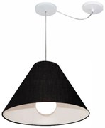 Lustre Pendente Cone Com Desvio Md-4272 Cúpula Tec 25/15x40cm Preto - Bivolt
