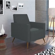 Poltrona Decorativa Amamentação Gabi Pé Palito Suede Cinza Grafite