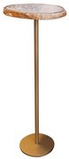 Mesa Apoio Nala Alta Tampo Pedra Natural Agata Base Aco Champagne 59cm - 72629 Sun House