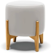Puff Stella Veludo Base Madeira Castanho D03 - D'Rossi - Cinza
