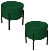 Kit 2 Puffs Iron Suede Base Preto Palito - Verde