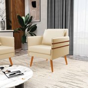 Kit 02 Poltronas Mari Corino Pés Palito Castanho D03 - D'Rossi - Bege