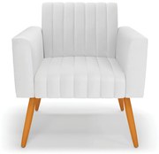 Kit 2 Poltronas Viena Gomada Corino Pés Palito Castanho D03 - D'Rossi - Branco