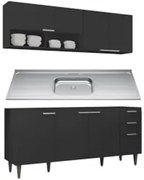 Armário de Cozinha CP01 Com Pia 180cm Pérola Z34 Preto      - Mpozenat