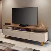 Rack Bancada de TV 70 Pol 200cm Essenza Castanho/Off - HB Móveis