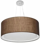 Lustre Pendente Cilíndrico Duplo Md-4302 Cúpula em Tecido 60x30cm Café - Bivolt