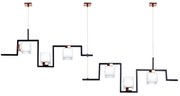 Pendente Retâgular Duplo Irregular Vidro Quadrado 154X10X40Cm Metal E... (PRETO, AMBAR)