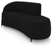 Sofá 3 Lugares Orgânico 180cm Pé Ferro Preto Morgan Suede - Preto