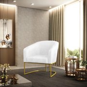 Poltrona Decorativa Industrial Dourado Stella Sintético PU D03 - D'Rossi - Branco