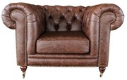 Poltrona Decorativa Sala de Estar Chesterfield Duo Couro Tabaco G40 - Gran Belo