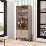 Cristaleira 02 Portas Lia 180cm Off White e Cedro C02 - D'Rossi