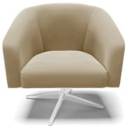 Poltrona Decorativa Giratória Cromada Stella Suede D03 - D'Rossi - Marrom Rato