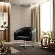 Poltrona Decorativa Giratória Cromada Stella Sintético PU D03 - D'Rossi - Preto
