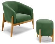 Poltrona com Puff Base de Madeira Stella Suede Verde D03 - D'Rossi