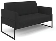 Sofá Namoradeira Base Industrial Alta Preto Marisa Veludo - Preto