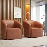 Poltrona Decorativa Base Giratória Kit 2 Stella Max Sintético PU D03 - D'Rossi - Nozes