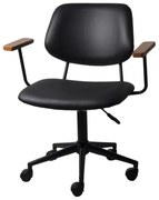 Cadeira Office Riga com Braco Courino Preto com Base Rodizio Preta - 74359 Sun House