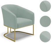 Poltrona Decorativa Industrial Dourado Stella Cotelê Ext/Veludo D03 - D'Rossi - Menta