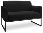 Poltrona Namoradeira Decorativa Isabella Base Industrial Linho Preto G19 - Gran Belo