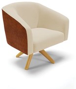 Poltrona Decorativa Giratória MA30 Stella Nozes/Linho D03 - D'Rossi - Bege A27