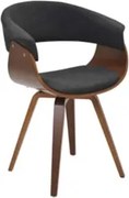 Cadeira de Jantar Moderna Base Madeira Fixa Betani R02 Linho Grafite -