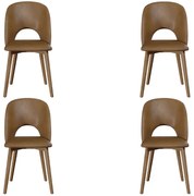 Kit 4 Cadeiras Decorativas Sala de Jantar Madeira Maciça Hadassa PU Marrom/Nogueira G13 - Gran Belo
