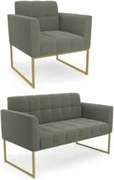 Namoradeira e Poltrona Industrial Dourado Ana Bouclé Menta - Ibiza