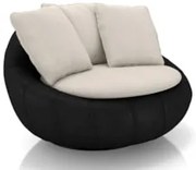 Poltrona para Sala Giratória Redonda Saphire Z32 Linho Bege/Preto - Mp