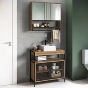 Gabinete Banheiro Liny Com Cuba e Espelheira Moscow Mel Z54 - Mpozenat