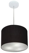Lustre Pendente Cilíndrico Md-4210 Cúpula em Tecido 30x25cm Preto - Bivolt