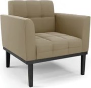 Poltrona Decorativa Base Madeira Preto Ana Suede Marrom RT - Ibiza