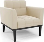 Poltrona Decorativa Base Madeira Preto Ana Suede Bege - Ibiza