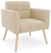 Poltrona Elisa Suede Pés Palito Natural D03 - D'Rossi - Bege