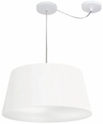 Lustre Pendente Cone Com Desvio Md-4282 Cúpula 21/40x50cm Branco - Bivolt