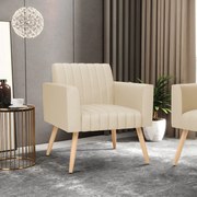 Kit 2 Poltronas Viena Gomada Corino Pés Palito Natural D03 - D'Rossi - Bege